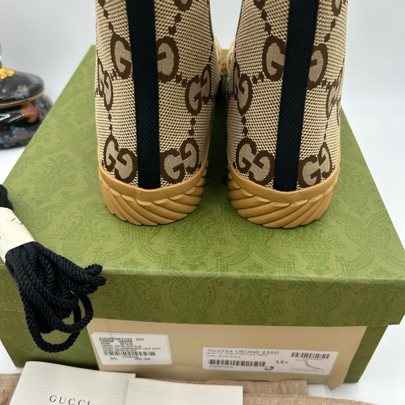 Men's Gucci, maxi GG high top canvas sneakers size 12.5 made in Spain - Picture 8 of 10